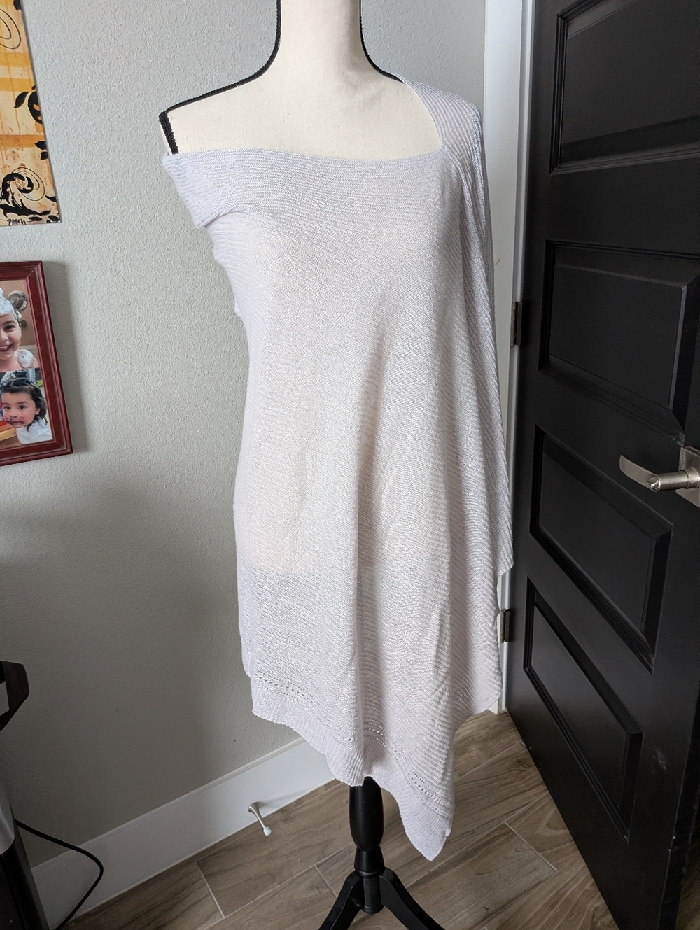 Off Shoulder Light Gray Poncho